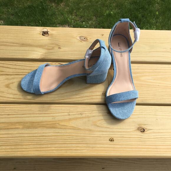 Call It Spring Stangarone Block Heel Sandal Blue 9 - Picture 9 of 16